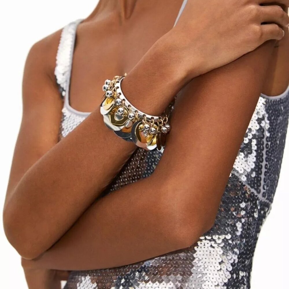 H&M x Rabanne Beaded Disc Embellished Bangle Bracelet